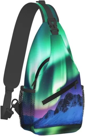 Crossbody Bag for Women Men Northern Lights Chest Bag Crossbody Sling Bag Adjustable Shoulder Bag
