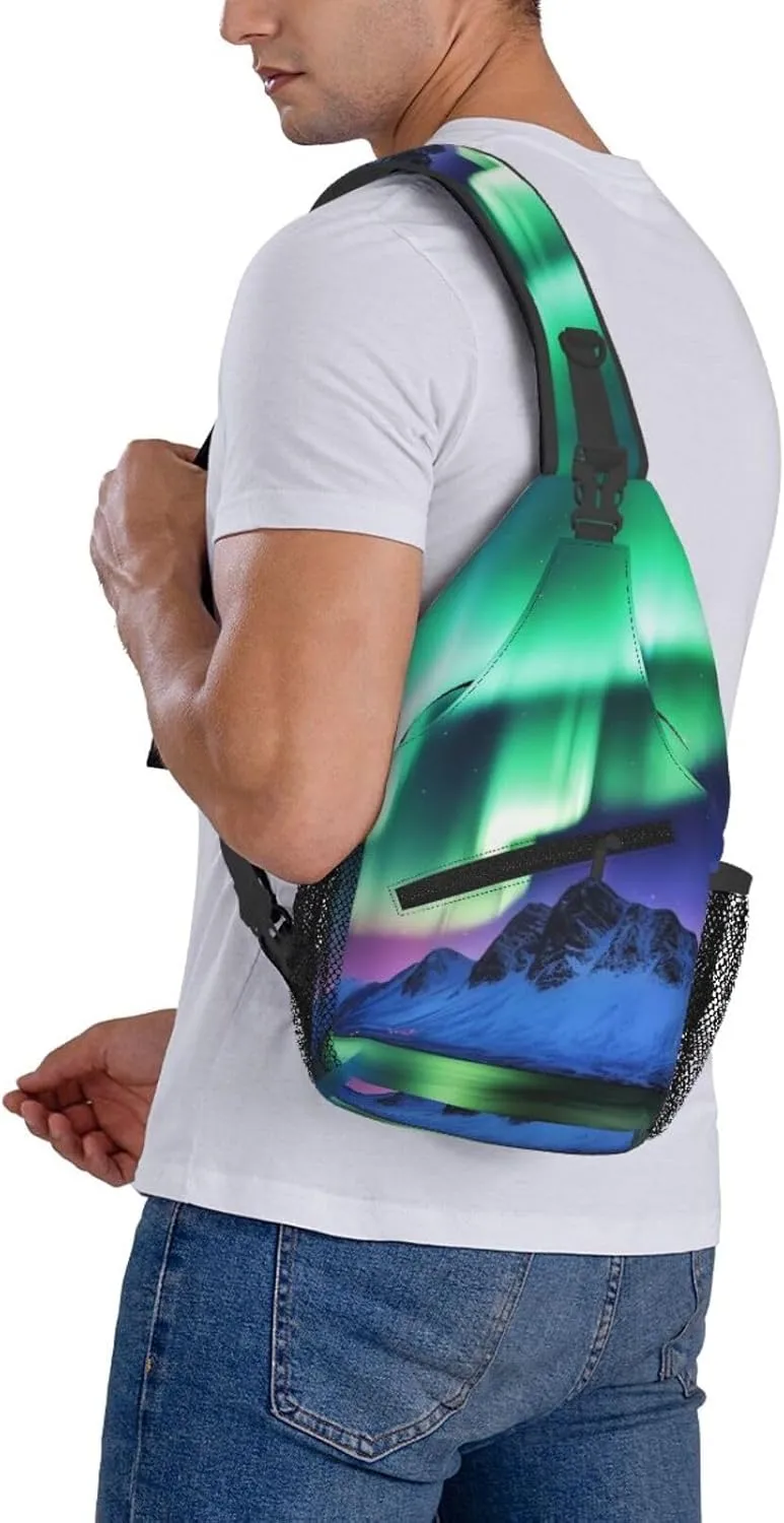 Crossbody Bag for Women Men Northern Lights Chest Bag Crossbody Sling Bag Adjustable Shoulder Bag