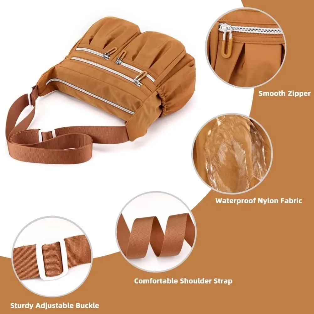 Crossbody Bag for Women Minimalist Pleated Shoulder Handbag Waterproof Messenger Purse Casual Lightweight Pocketbooks