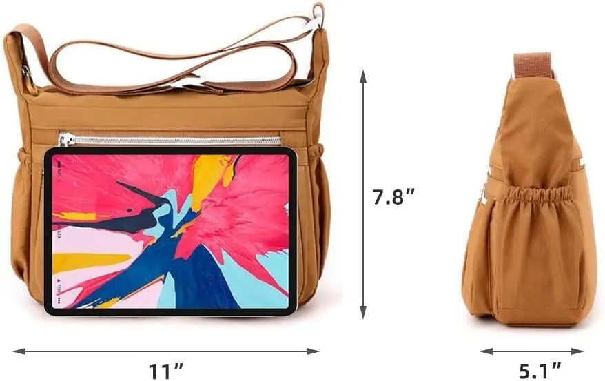 Crossbody Bag for Women Minimalist Pleated Shoulder Handbag Waterproof Messenger Purse Casual Lightweight Pocketbooks