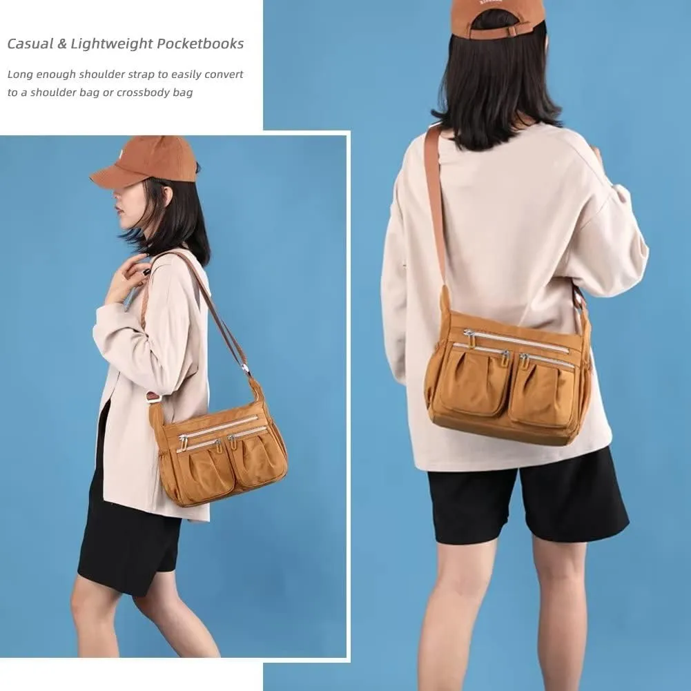 Crossbody Bag for Women Minimalist Pleated Shoulder Handbag Waterproof Messenger Purse Casual Lightweight Pocketbooks