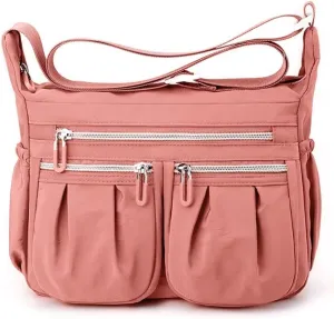 Crossbody Bag for Women Minimalist Pleated Shoulder Handbag Waterproof Messenger Purse Casual Lightweight Pocketbooks