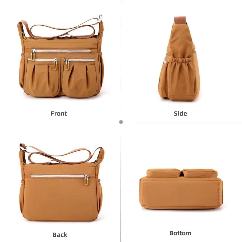 Crossbody Bag for Women Minimalist Pleated Shoulder Handbag Waterproof Messenger Purse Casual Lightweight Pocketbooks