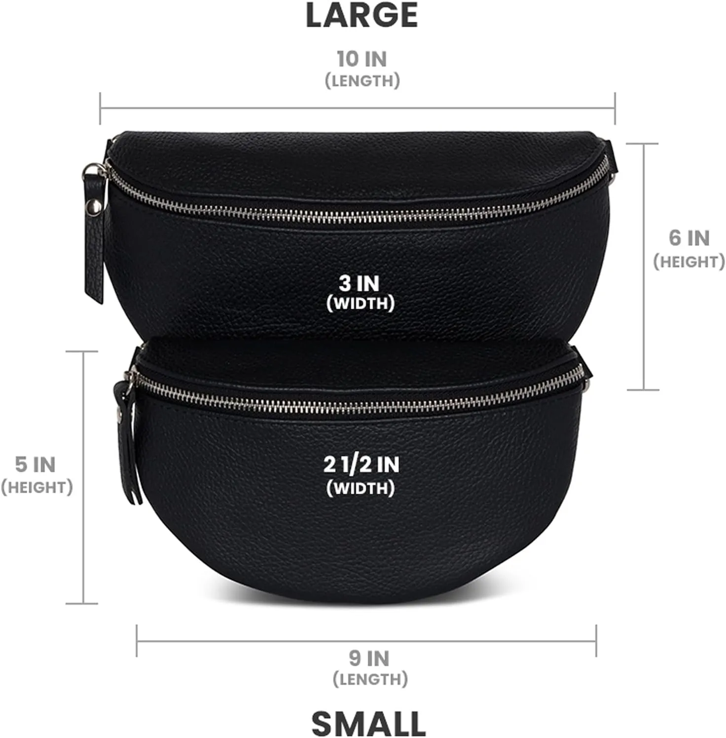 Crossbody Bag - Genuine Leather - Fanny Pack - Shoulder Sling Bag - Made in Italy, Sold in U.S. by Idalia (Black, Small)
