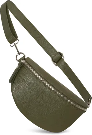Crossbody Bag - Genuine Leather - Fanny Pack - Shoulder Sling Bag - Made in Italy, Sold in U.S (Forest Green, Large)
