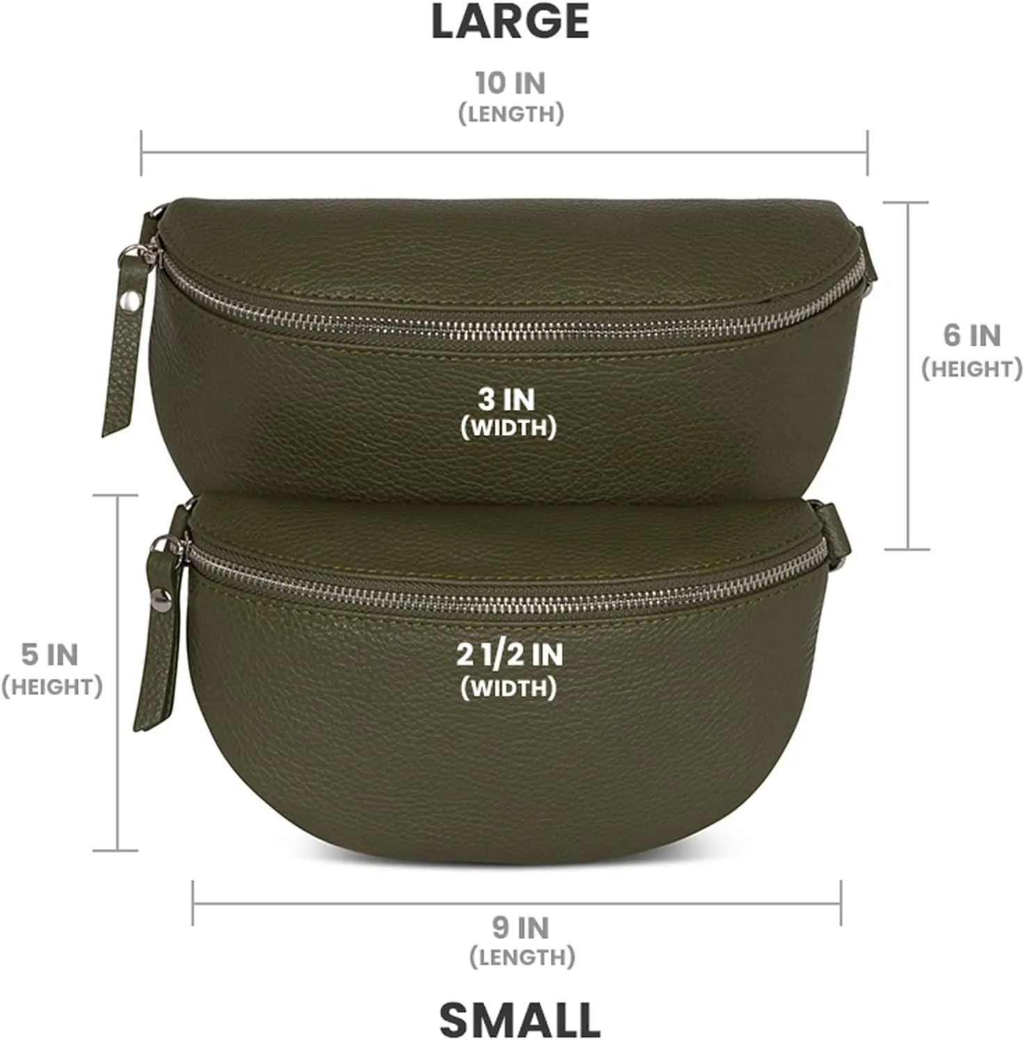 Crossbody Bag - Genuine Leather - Fanny Pack - Shoulder Sling Bag - Made in Italy, Sold in U.S (Forest Green, Large)