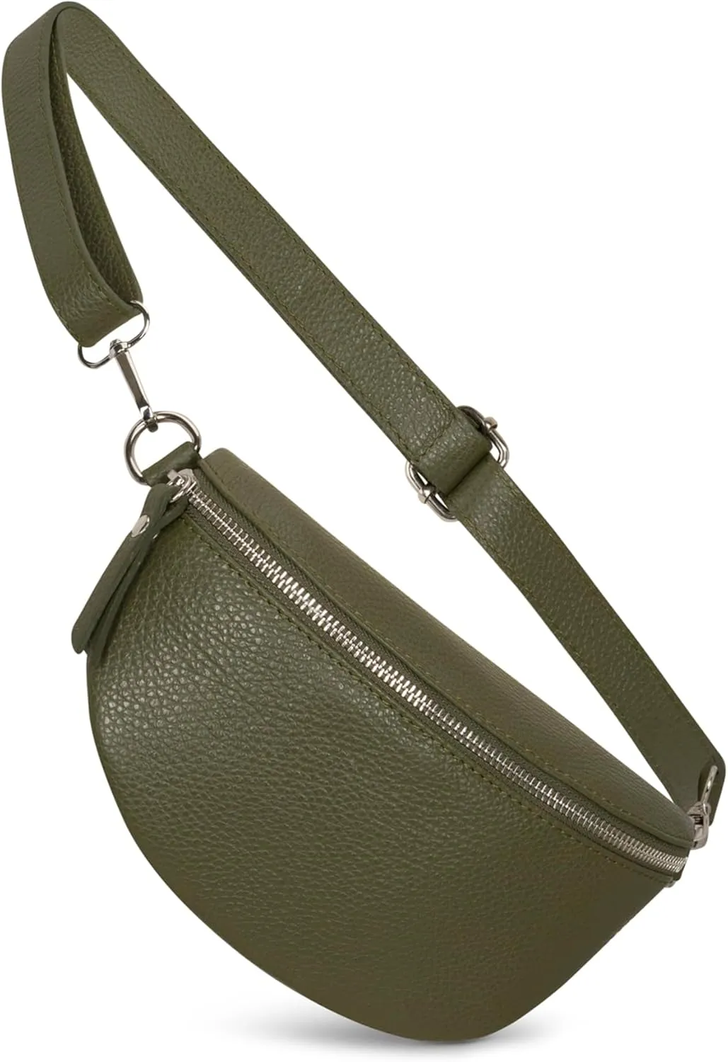 Crossbody Bag - Genuine Leather - Fanny Pack - Shoulder Sling Bag - Made in Italy, Sold in U.S (Forest Green, Large)