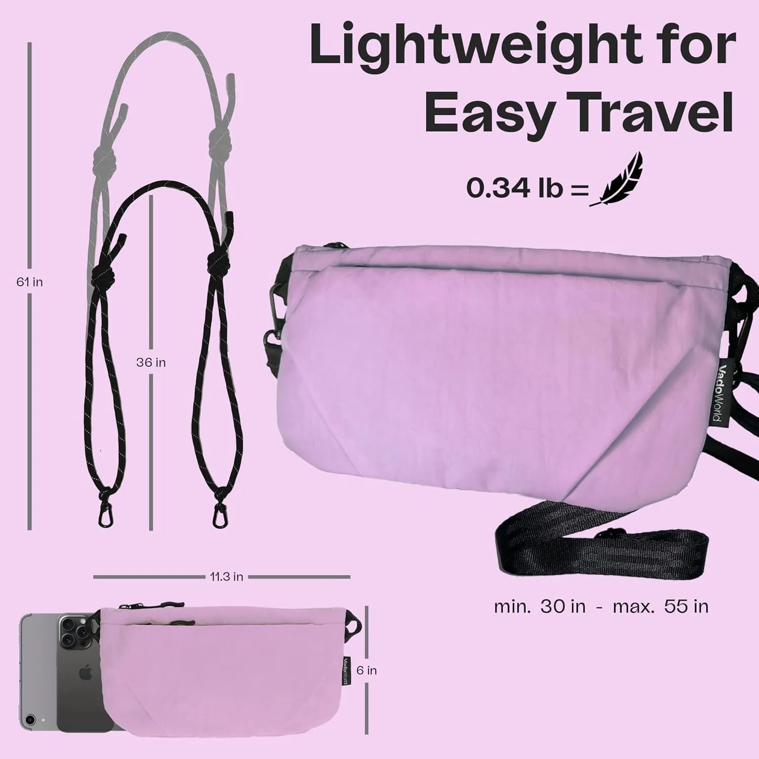 Crossbody Bag, Lightweight Sacoche Phone Bag, Portable Sling Bag with Adjustable Strap and Multi-Pockets for Travel