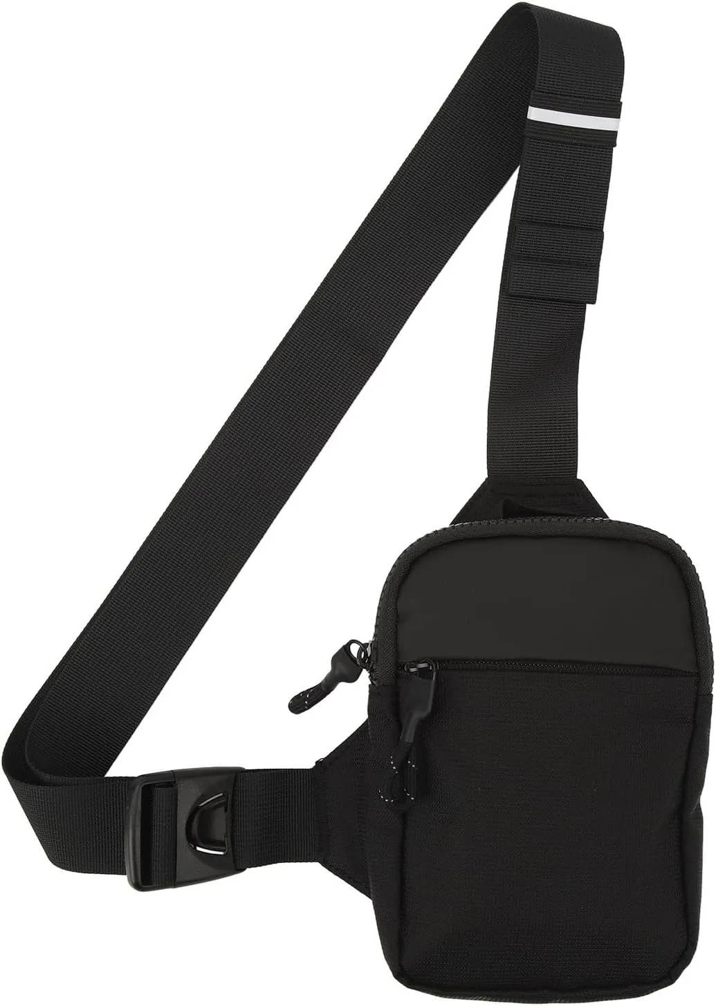 Crossbody Bag, Mens Shoulder Bag Reflective Label Nylon Adjustable Multiple Independent Compartments Breathable Mesh for Men for Traveling for Running (Black)