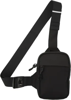 Crossbody Bag, Mens Shoulder Bag Reflective Label Nylon Adjustable Multiple Independent Compartments Breathable Mesh for Men for Traveling for Running (Black)