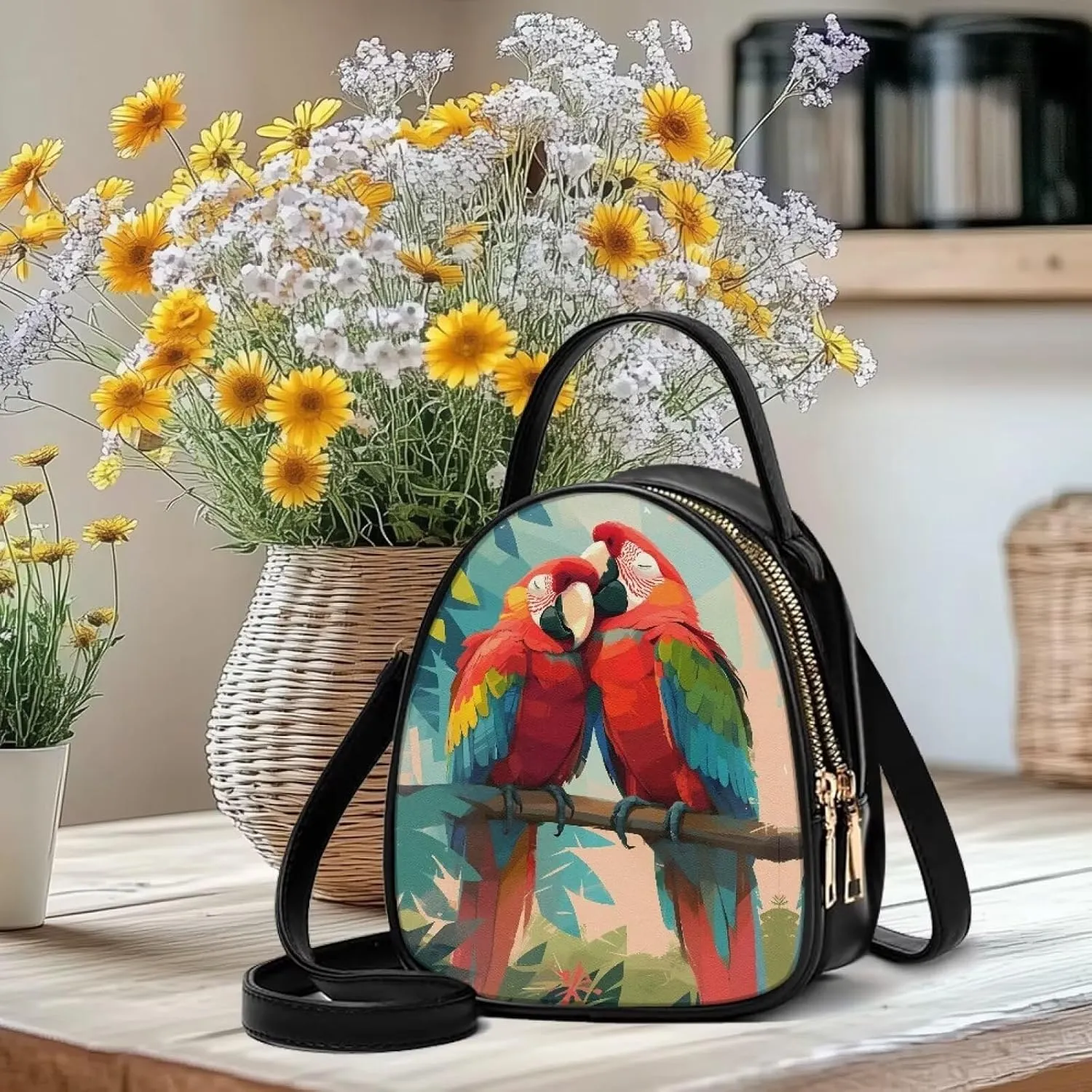 Crossbody Bag Phone Purse Handbag for Women, Dog Couple Print Shoulder Travel Purse, Animals Sling Bag PU Leather