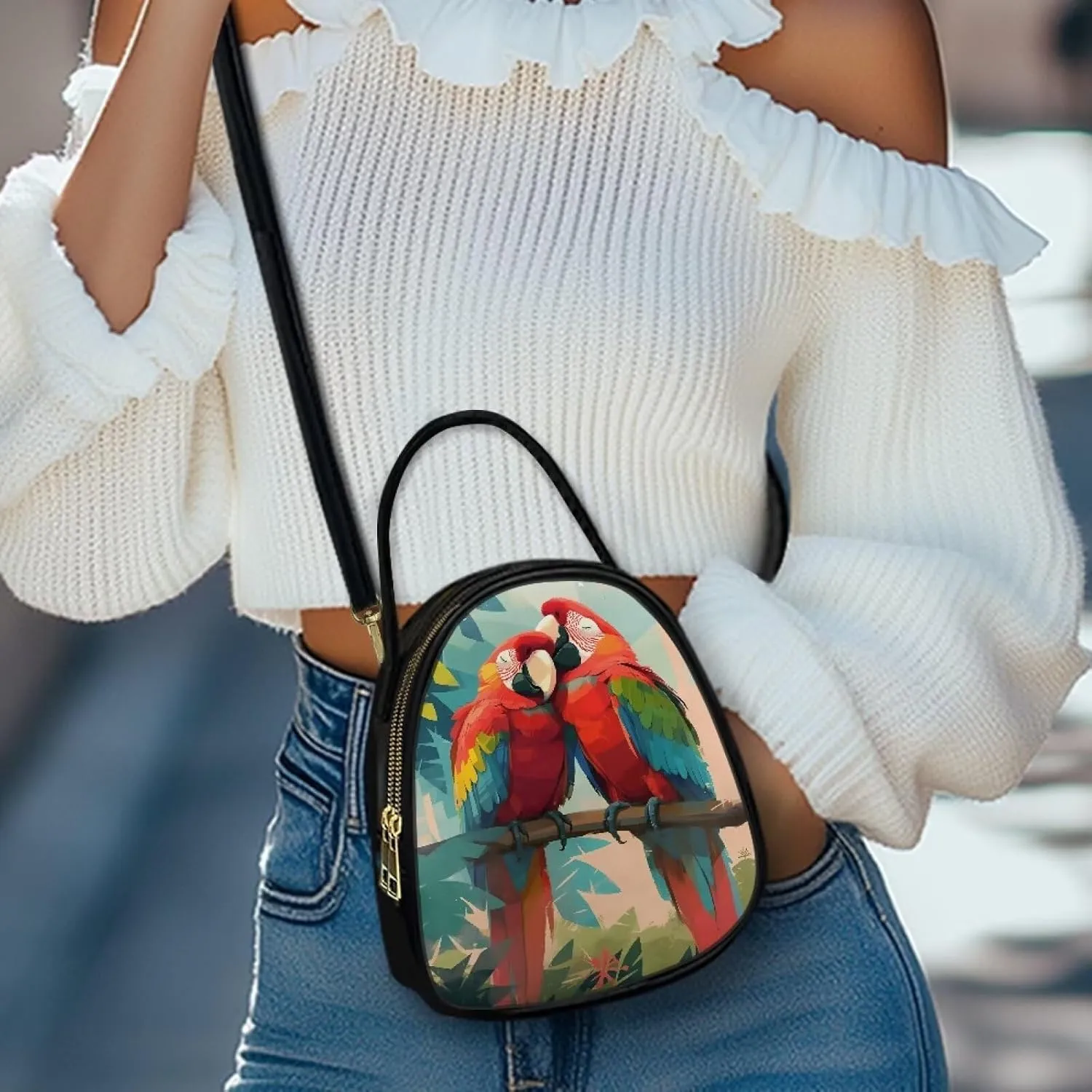 Crossbody Bag Phone Purse Handbag for Women, Dog Couple Print Shoulder Travel Purse, Animals Sling Bag PU Leather