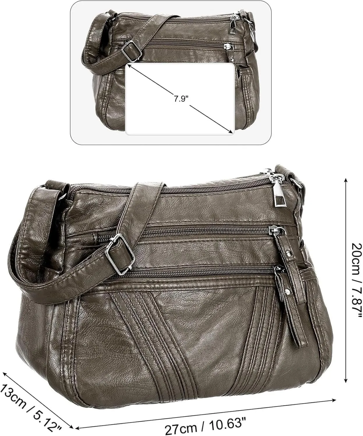 Crossbody Bag Premium PU Leather Pocketbooks Multi Pockets with Adjustable Straps Women's Shoulder Handbags Purses