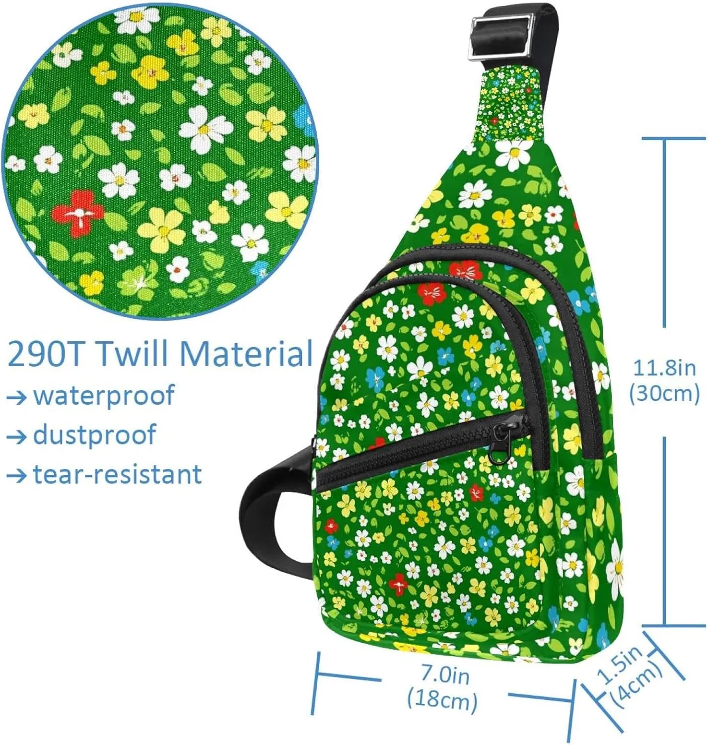 Crossbody Bags for Women Men Floral Flower Sling Bag Bakpack Casual Chest Bag with Convertible Shoulder Strap