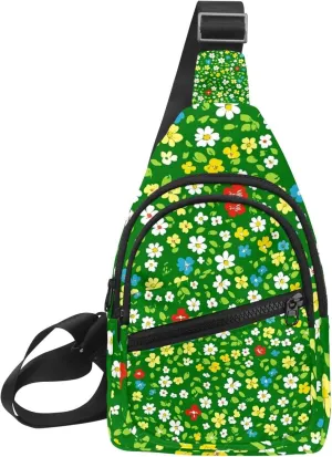Crossbody Bags for Women Men Floral Flower Sling Bag Bakpack Casual Chest Bag with Convertible Shoulder Strap