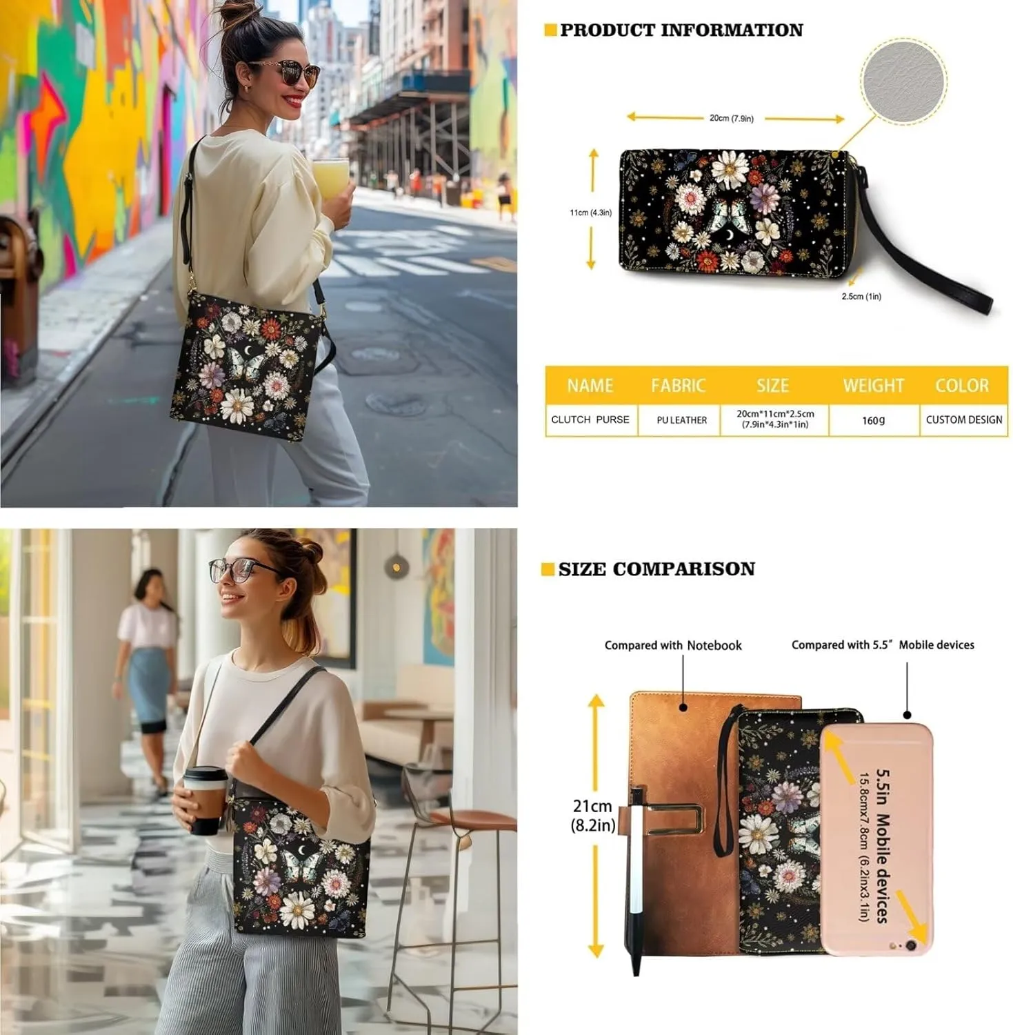 Crossbody Hobo Bag with Wallet Set for Women, 2 Pcs Bucket Purse Set Large Bucket Handbag with Adjustable Strap