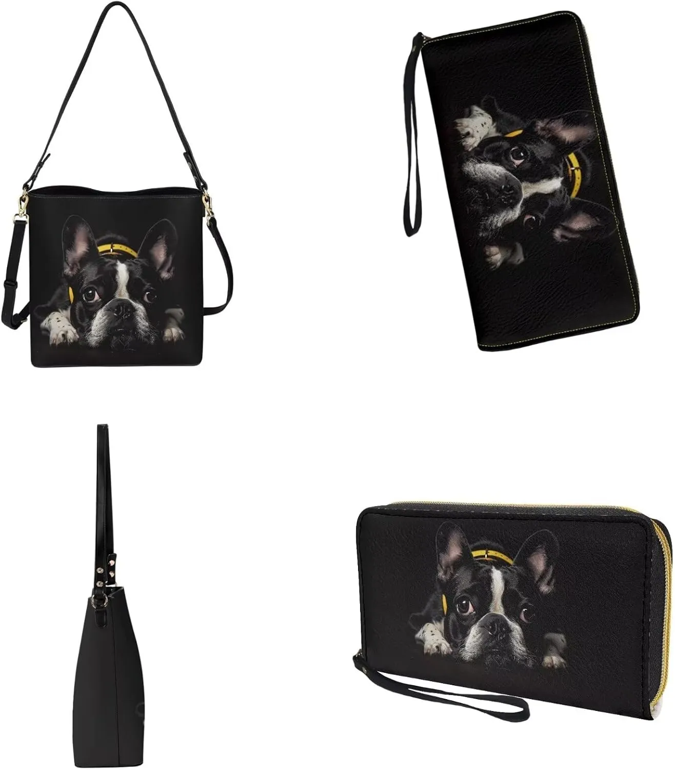Crossbody Hobo Bag with Wallet Set for Women, 2 Pcs Bucket Purse Set Large Bucket Handbag with Adjustable Strap