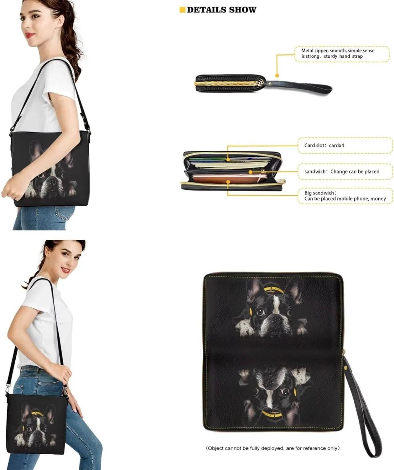 Crossbody Hobo Bag with Wallet Set for Women, 2 Pcs Bucket Purse Set Large Bucket Handbag with Adjustable Strap