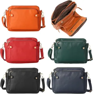 Crossbody Leather Bag Purse for Women Trendy Ladies Large Capacity Three Layer Shoulder Bag Clutch Hobo Handbag Travel
