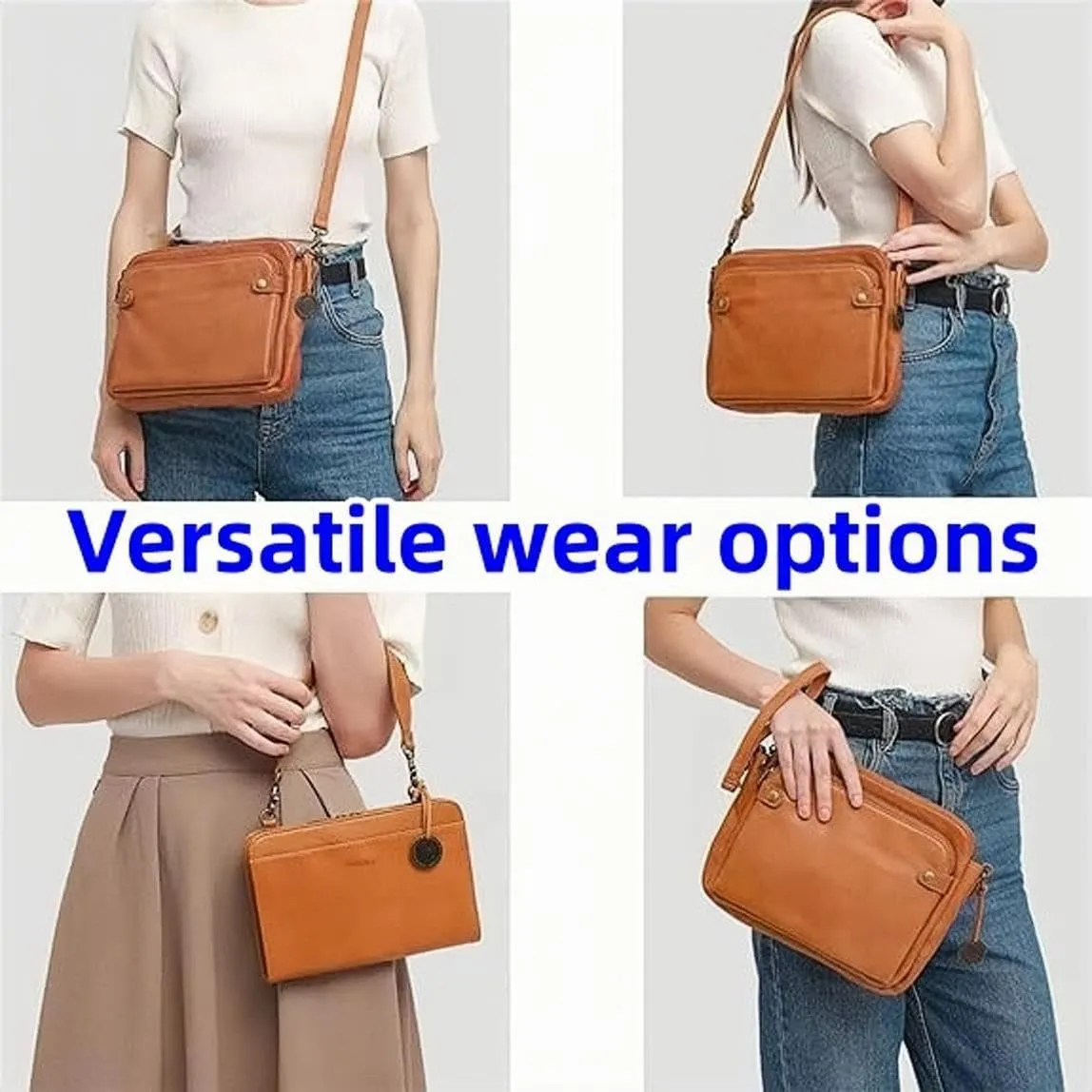 Crossbody Leather Bag Purse for Women Trendy Ladies Large Capacity Three Layer Shoulder Bag Clutch Hobo Handbag Travel
