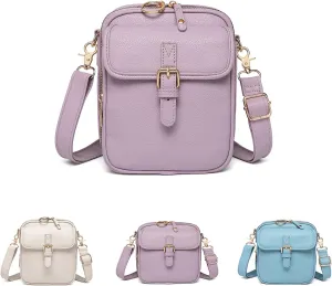 Crossbody Leather Bag, Women's PU Crossbody, Wallet Essentials (Purple 5.91 * 3.54 * 7. 87 inches)