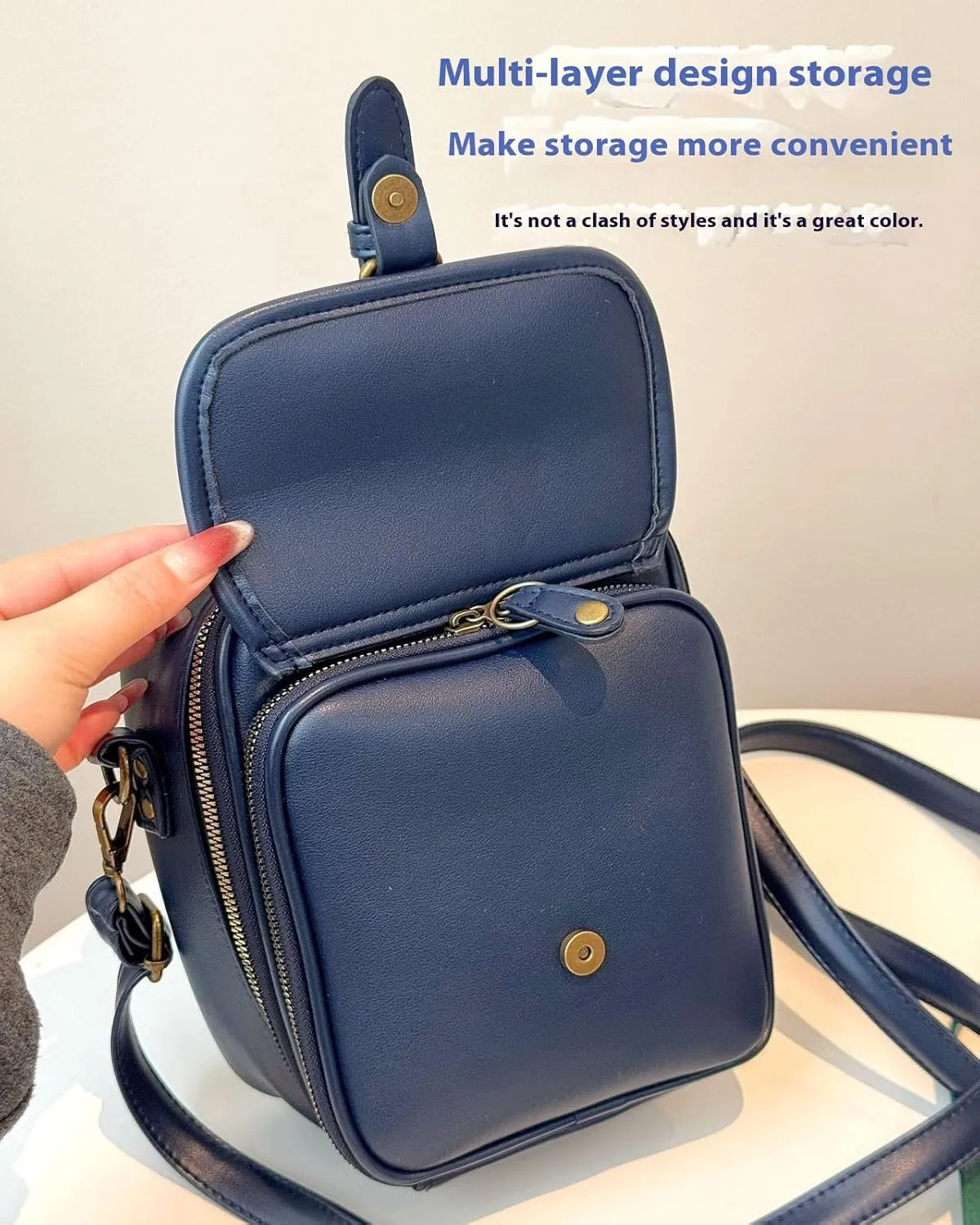 Crossbody Leather Bag, Women's PU Crossbody, Wallet Essentials (Purple 5.91 * 3.54 * 7. 87 inches)