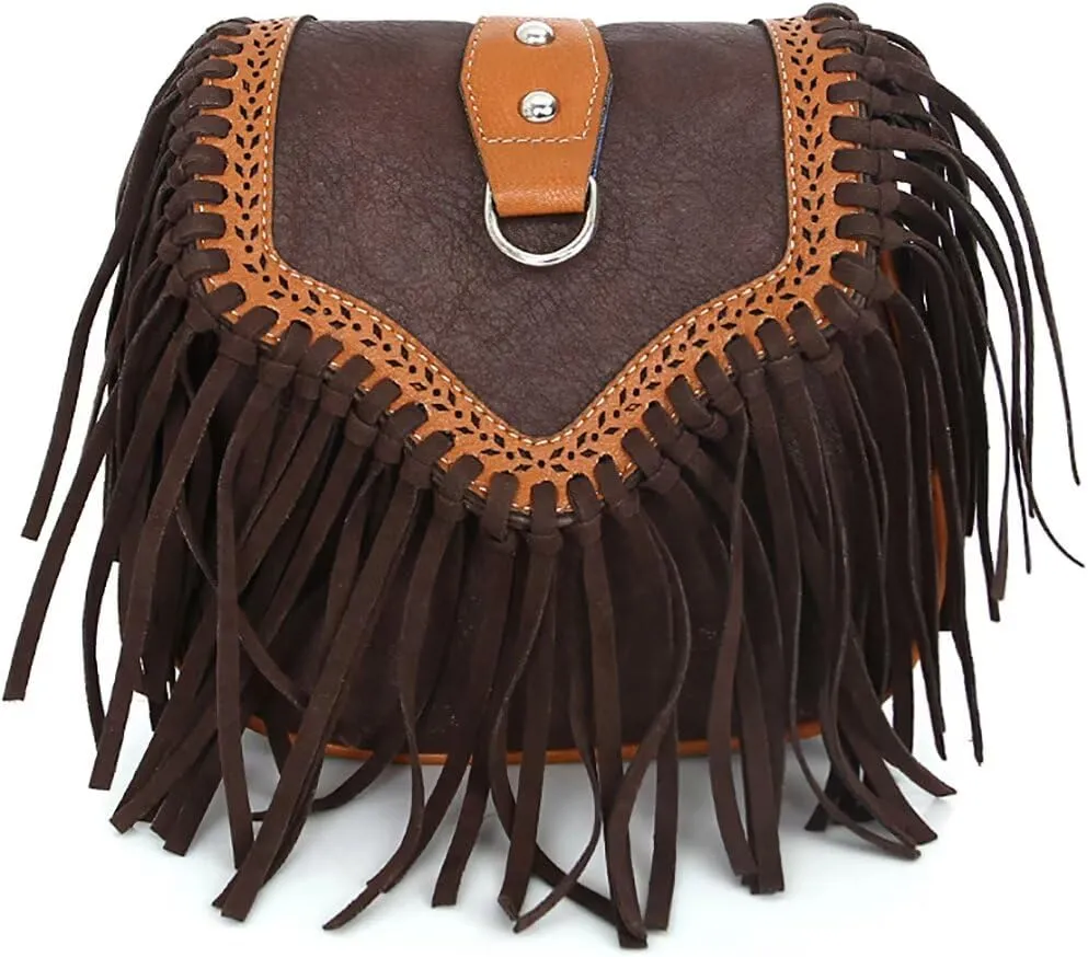 Crossbody Purse for Women Boho Bag with Tassel Vintage Hobo Bag Suede Fringe Bohemian Shoulder Handbag for Travel
