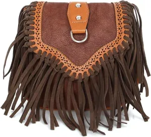 Crossbody Purse for Women Boho Bag with Tassel Vintage Hobo Bag Suede Fringe Bohemian Shoulder Handbag for Travel
