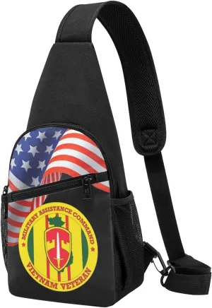 Crossbody Shoulder Chest Bag Military Assistance Command Vietnam Veteran Fashion One-Shoulder