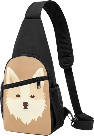 Crossbody Sling Backpack Sling Bag for Men Women Cross Chest Bag Shoulder Bag Cartoon Dog Face Travel Hiking Daypack