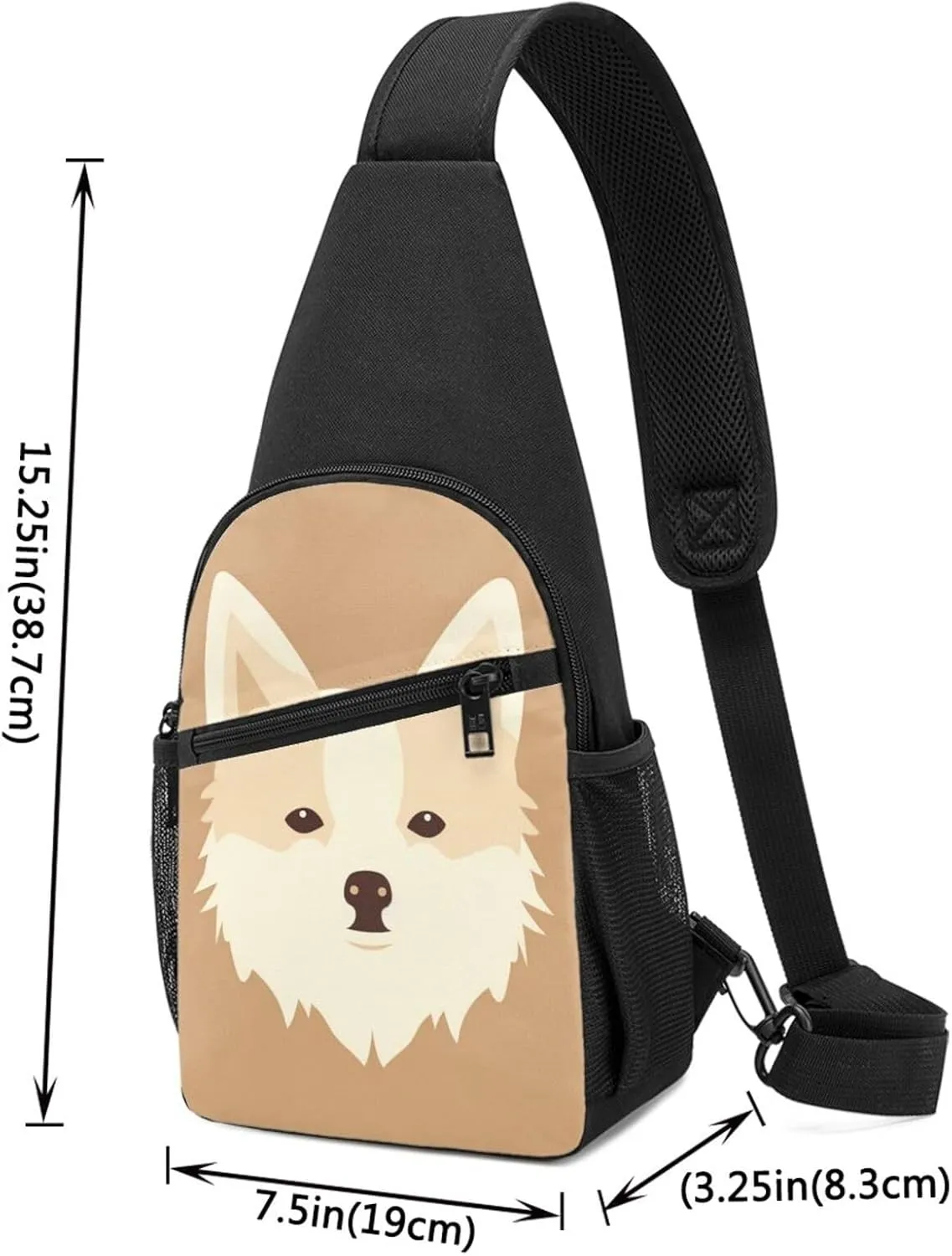 Crossbody Sling Backpack Sling Bag for Men Women Cross Chest Bag Shoulder Bag Cartoon Dog Face Travel Hiking Daypack