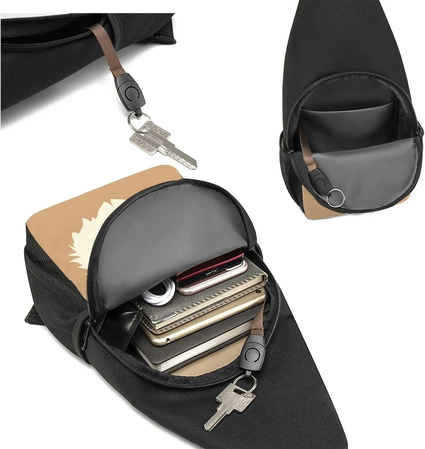 Crossbody Sling Backpack Sling Bag for Men Women Cross Chest Bag Shoulder Bag Cartoon Dog Face Travel Hiking Daypack