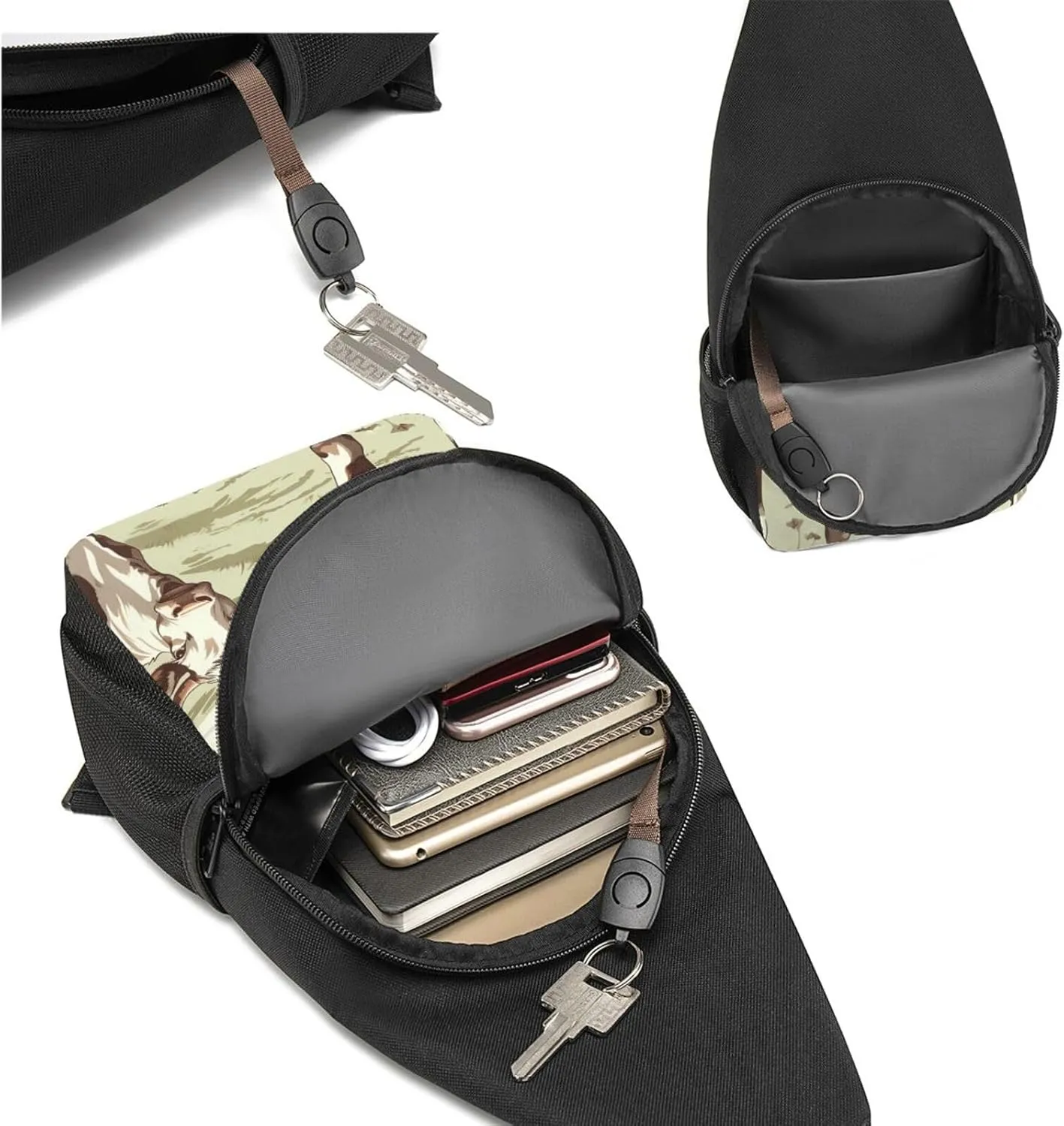 Crossbody Sling Backpack Sling Bag for Men Women Cross Chest Bag Shoulder Bag Cows pattern Travel Hiking Daypack
