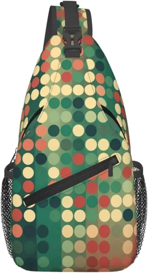 Crossbody Sling Backpack Sling Bag For Men Women Cross Chest Bag Shoulder Bag Flat Style Polka Dots Travel Hiking Daypack