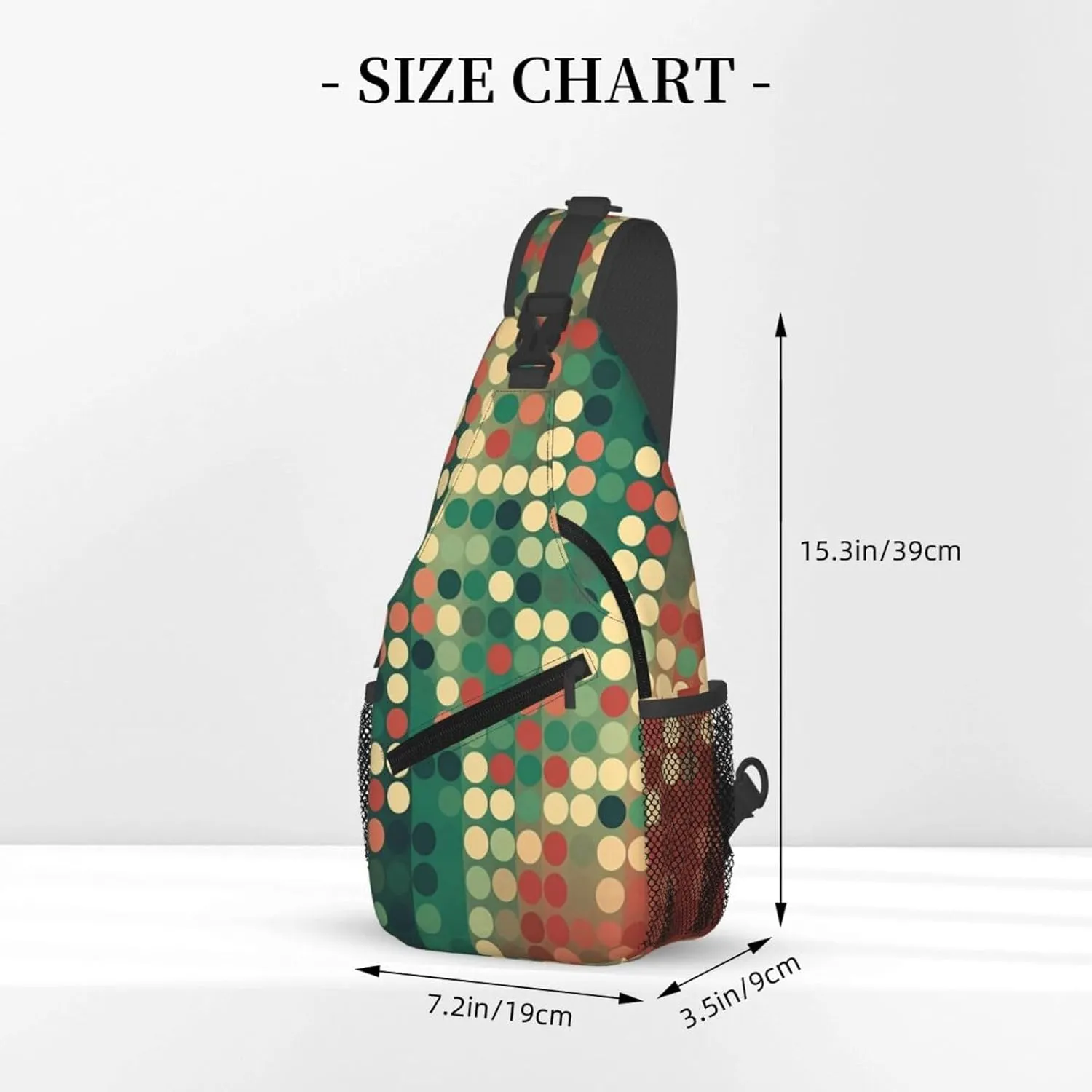 Crossbody Sling Backpack Sling Bag For Men Women Cross Chest Bag Shoulder Bag Flat Style Polka Dots Travel Hiking Daypack