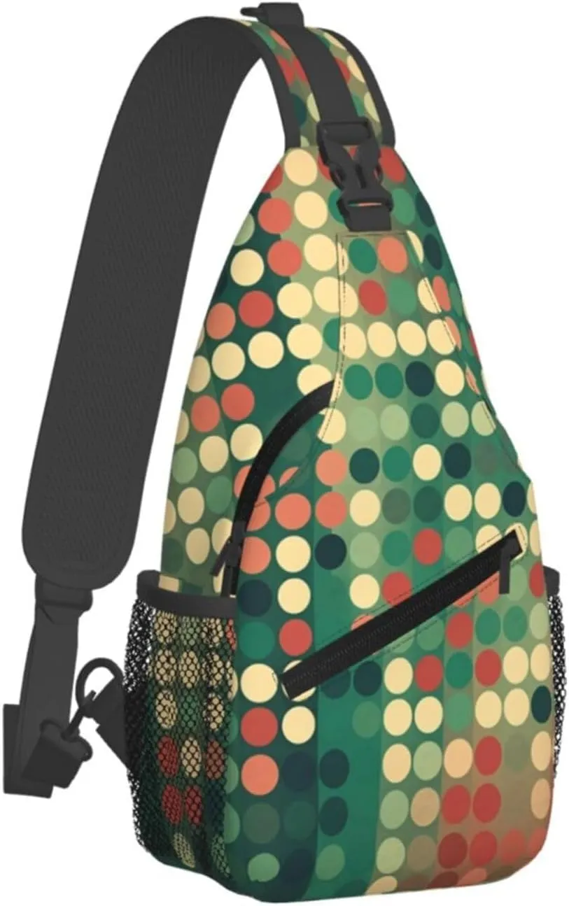 Crossbody Sling Backpack Sling Bag For Men Women Cross Chest Bag Shoulder Bag Flat Style Polka Dots Travel Hiking Daypack