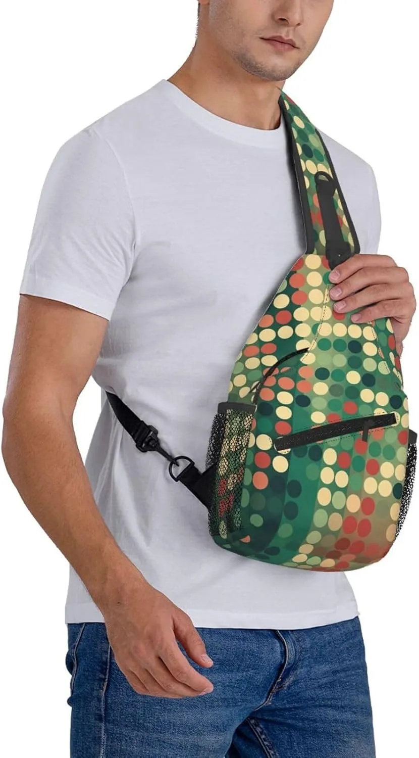 Crossbody Sling Backpack Sling Bag For Men Women Cross Chest Bag Shoulder Bag Flat Style Polka Dots Travel Hiking Daypack