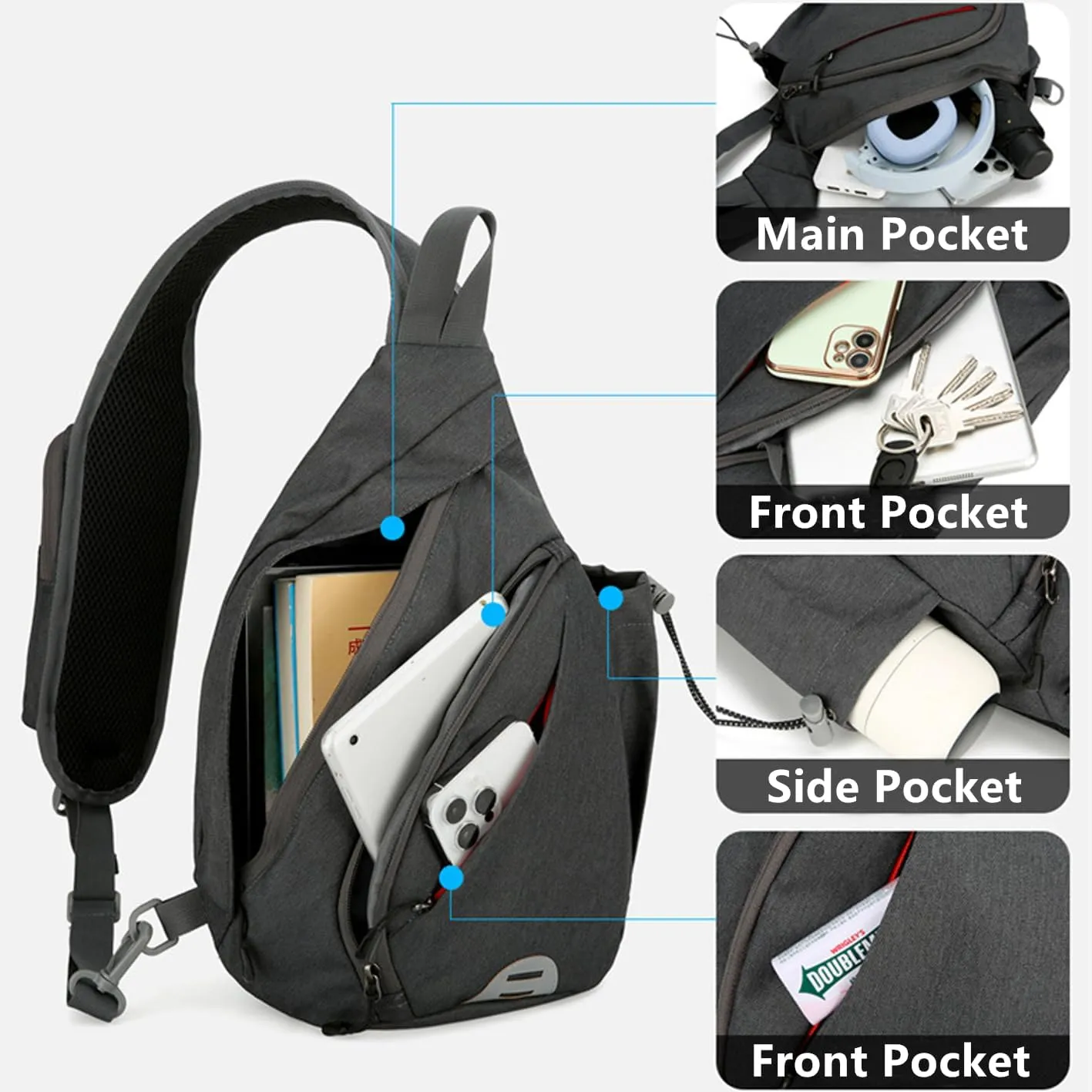 Crossbody Sling Backpack Sling Bag for Men Women Travel Hiking Chest Bag Daypack (Green)