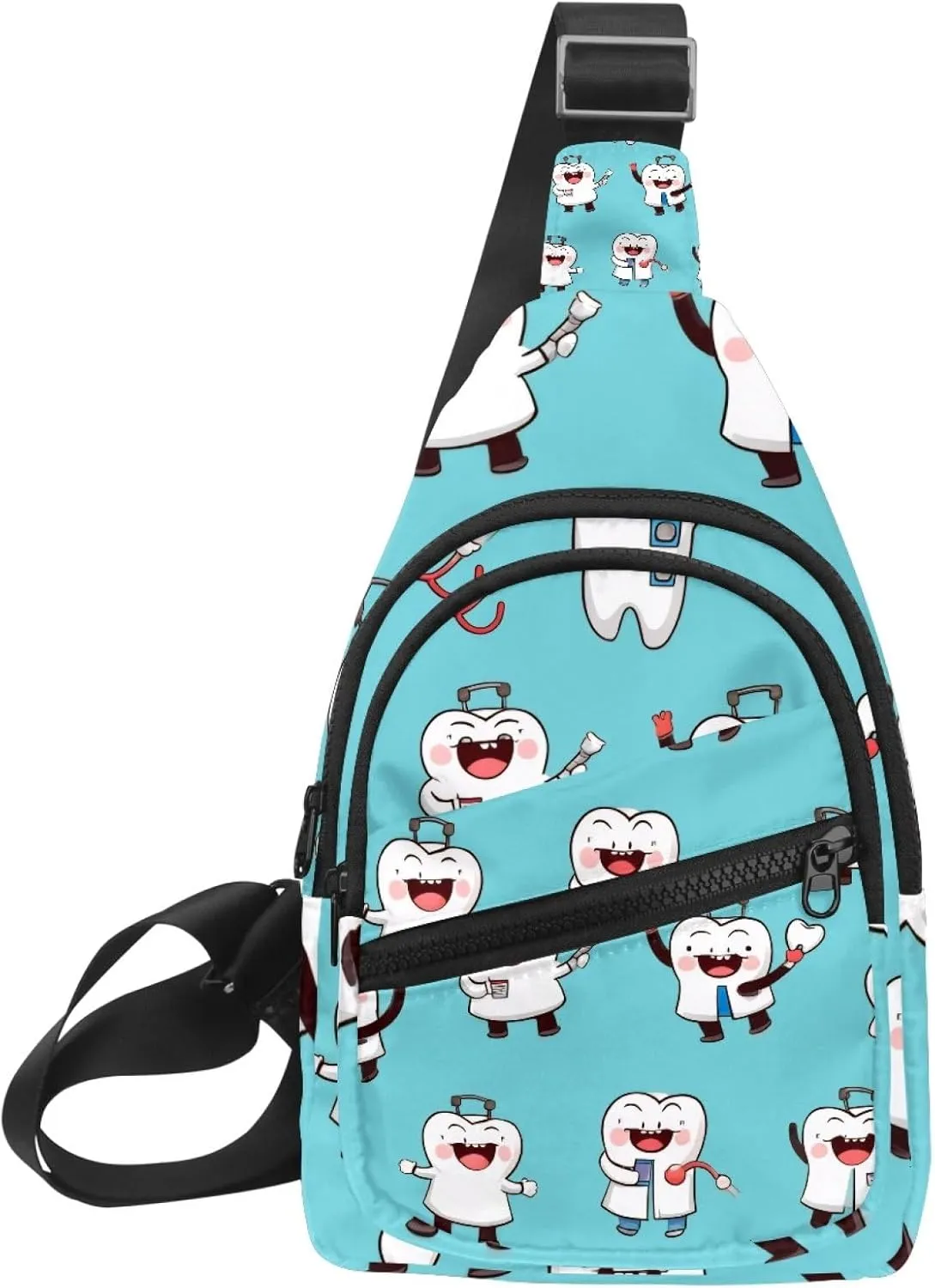 Crossbody Sling Backpack Sling Bag for Women Men, Funny Doctor Tooth Fanny Packs Chest Bag for Running Hiking