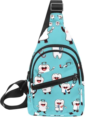Crossbody Sling Backpack Sling Bag for Women Men, Funny Doctor Tooth Fanny Packs Chest Bag for Running Hiking