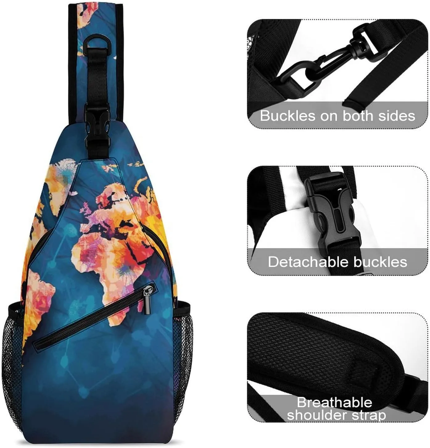 Crossbody Sling Bag Daisy Blue Backpack Sling Bag Travel Hiking Chest Bag Shoulder Bag Daypack