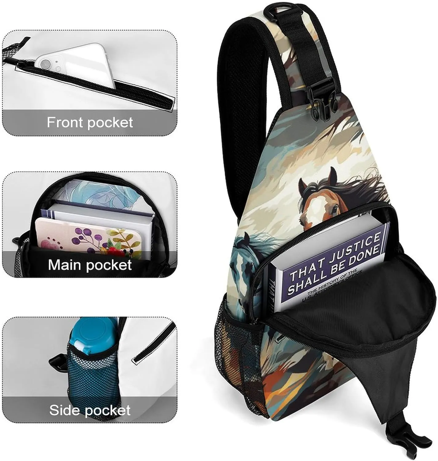 Crossbody Sling Bag Daisy Blue Backpack Sling Bag Travel Hiking Chest Bag Shoulder Bag Daypack