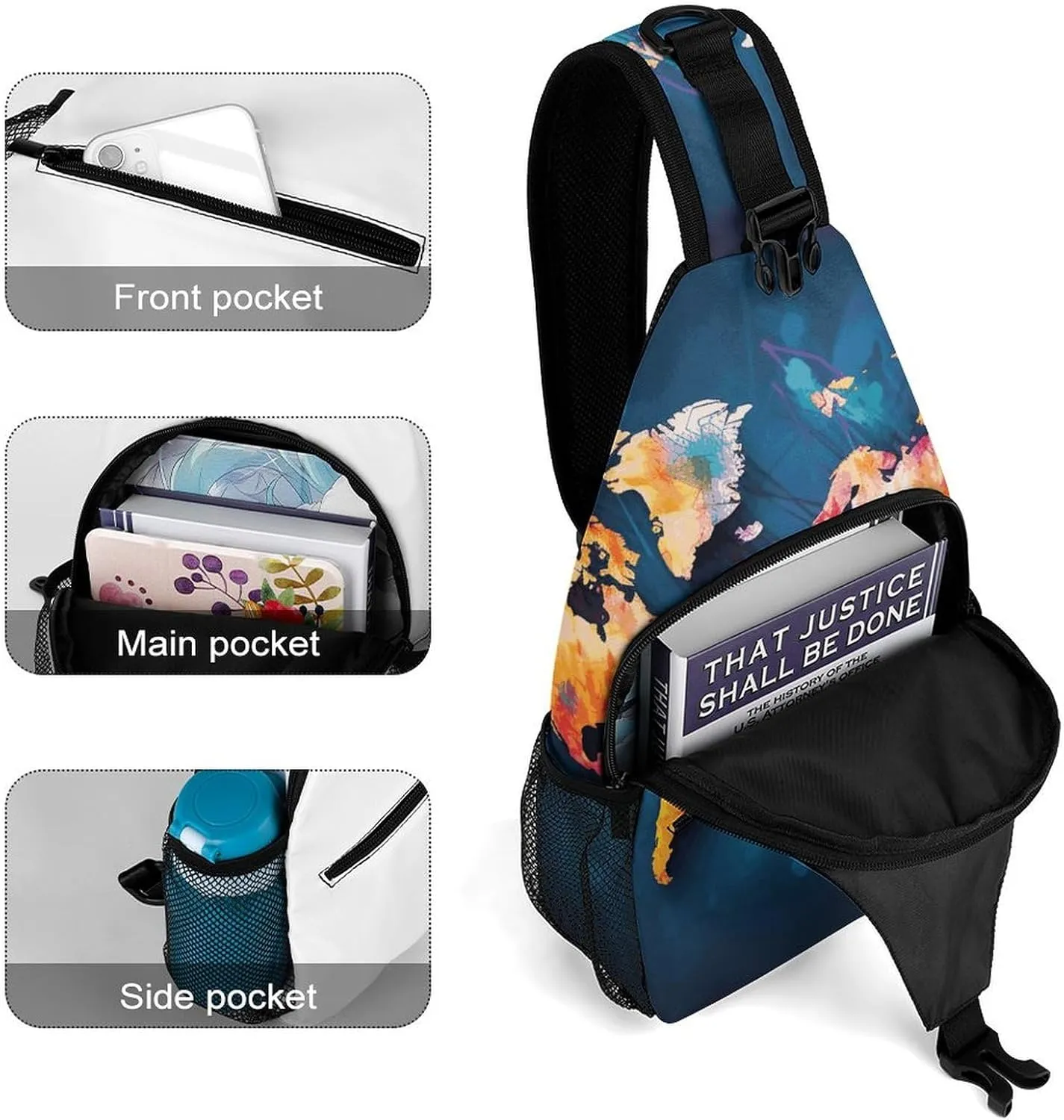Crossbody Sling Bag Daisy Blue Backpack Sling Bag Travel Hiking Chest Bag Shoulder Bag Daypack