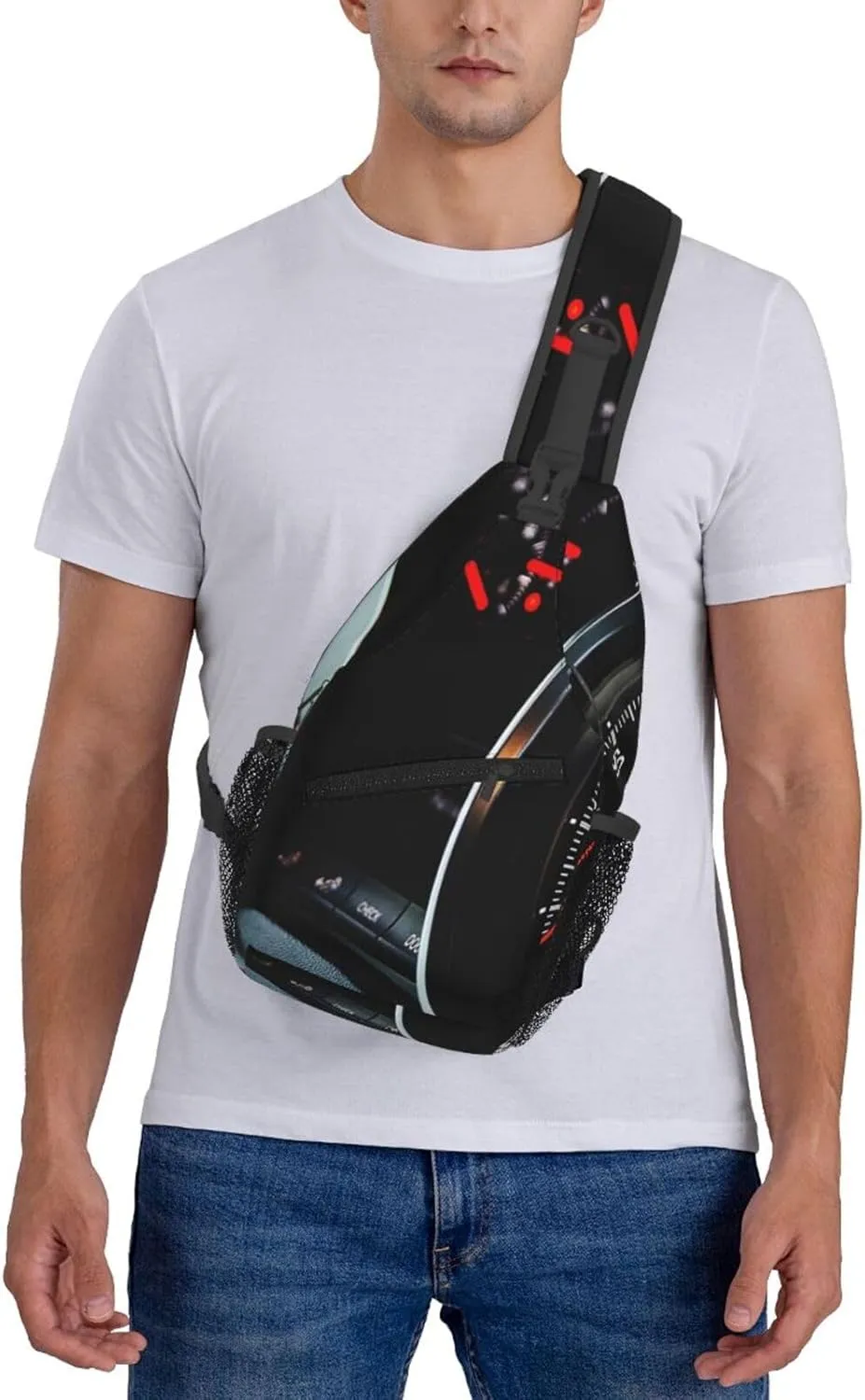 Crossbody Sling Bag for Men Women, Automobile Dashboard Race Car Sling Backpack Shoulder Chest Bag, Anti Theft Travel Hiking Daypacks