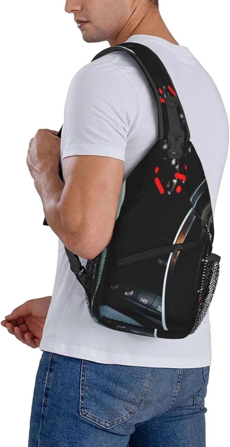 Crossbody Sling Bag for Men Women, Automobile Dashboard Race Car Sling Backpack Shoulder Chest Bag, Anti Theft Travel Hiking Daypacks