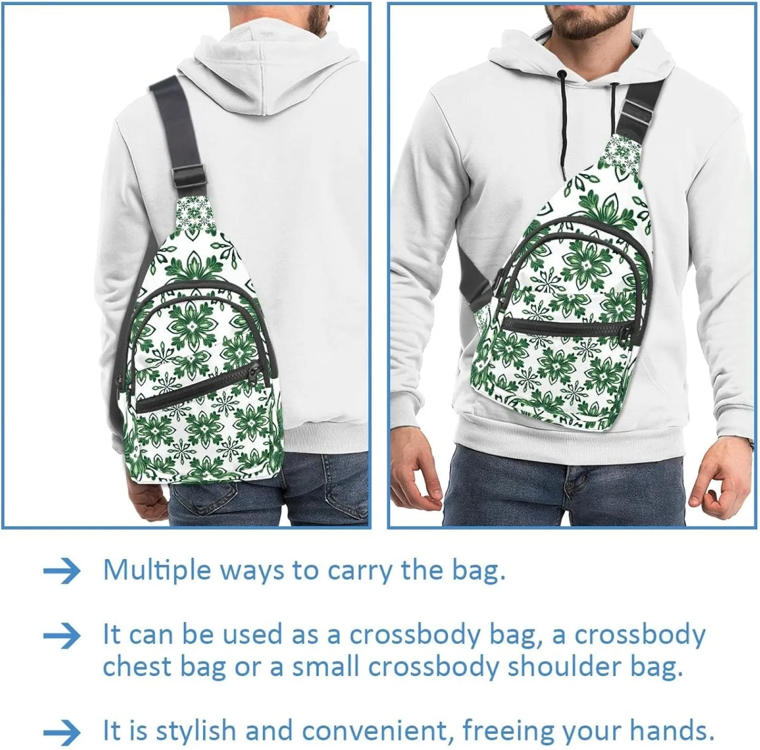 Crossbody Small Sling Bag Backpack for Women Men, clover pattern for St. Patricks Day (3) Chest Daypack Crossbody Travel Sports Hiking