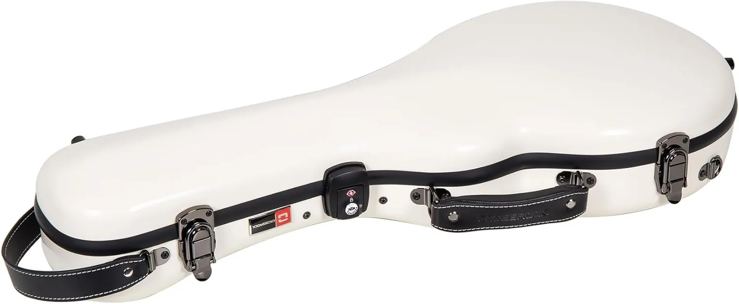 Crossrock A-Style Mandolin Case for Gibson A4-100% Fiberglass Hardshell with TSA Lock, Reinforced Steel Latches & Detachable Padded Shoulder Straps - Milky White (CRF2020MAGMW)