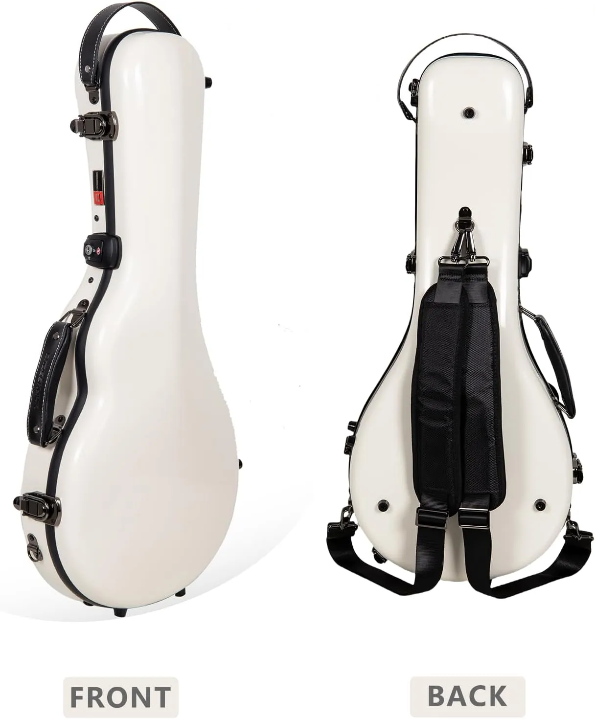 Crossrock A-Style Mandolin Case for Gibson A4-100% Fiberglass Hardshell with TSA Lock, Reinforced Steel Latches & Detachable Padded Shoulder Straps - Milky White (CRF2020MAGMW)
