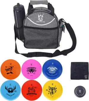 CROWN ME Disc Golf Set with 6 Discs and Mini Disc and Starter Disc Golf Bag