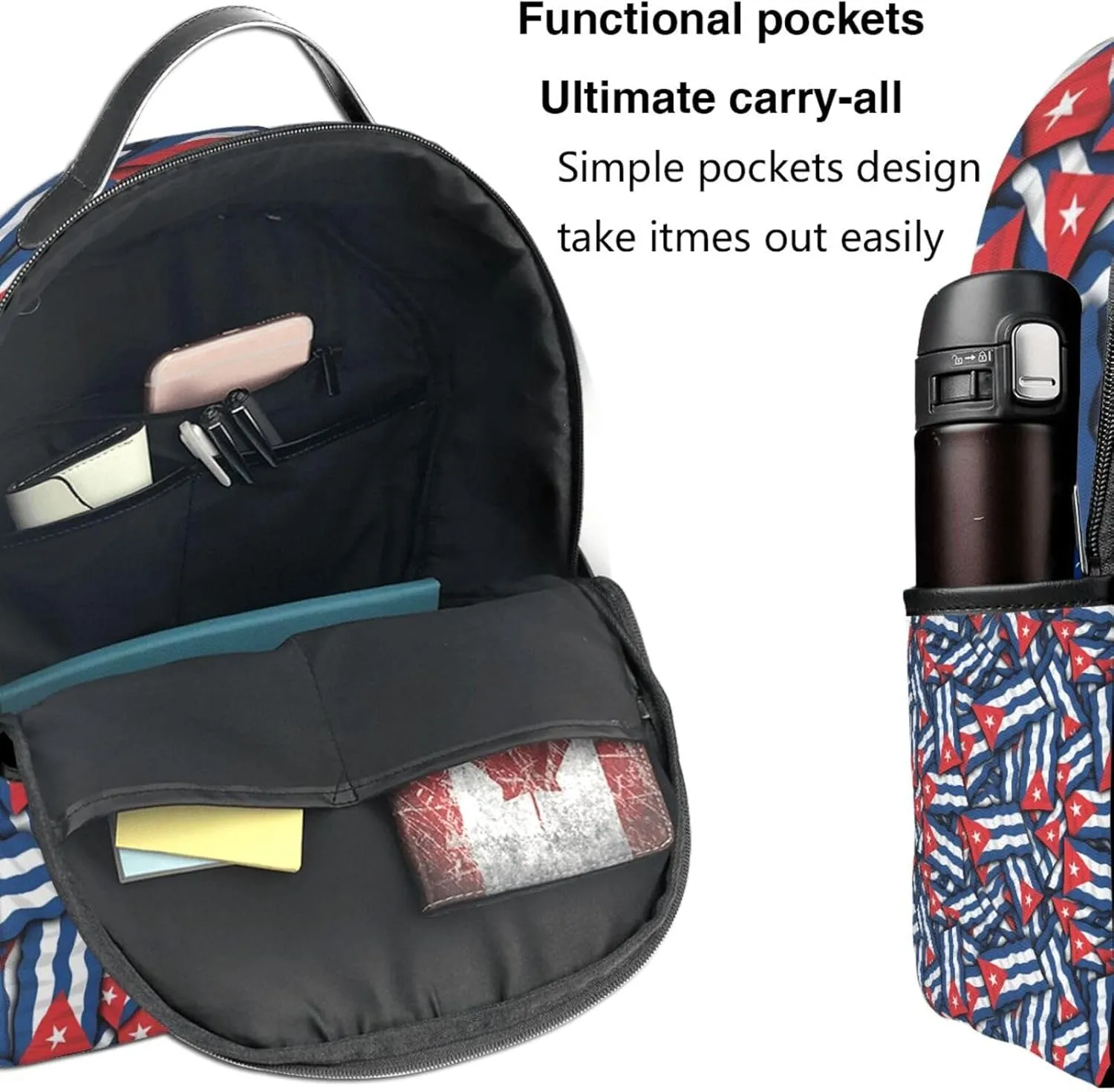 Cuba Flag Casual Backpacks Laptop Backpack Carry-on Daypack Sports Travel Rucksack Lightweight Working Bag for Outdoor Hiking Cycling Walking